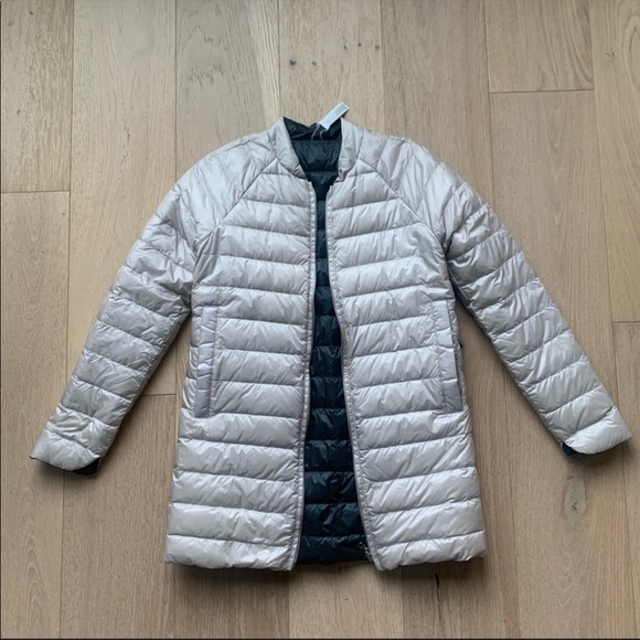 Athleta Jackets \u0026 Coats | Athleta Reversawarm Down Coat | Color: Gray/Tan | Size: S | Arocchi3's Closet